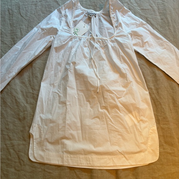 Ganni white poplin mini dress - Picture 4 of 5
